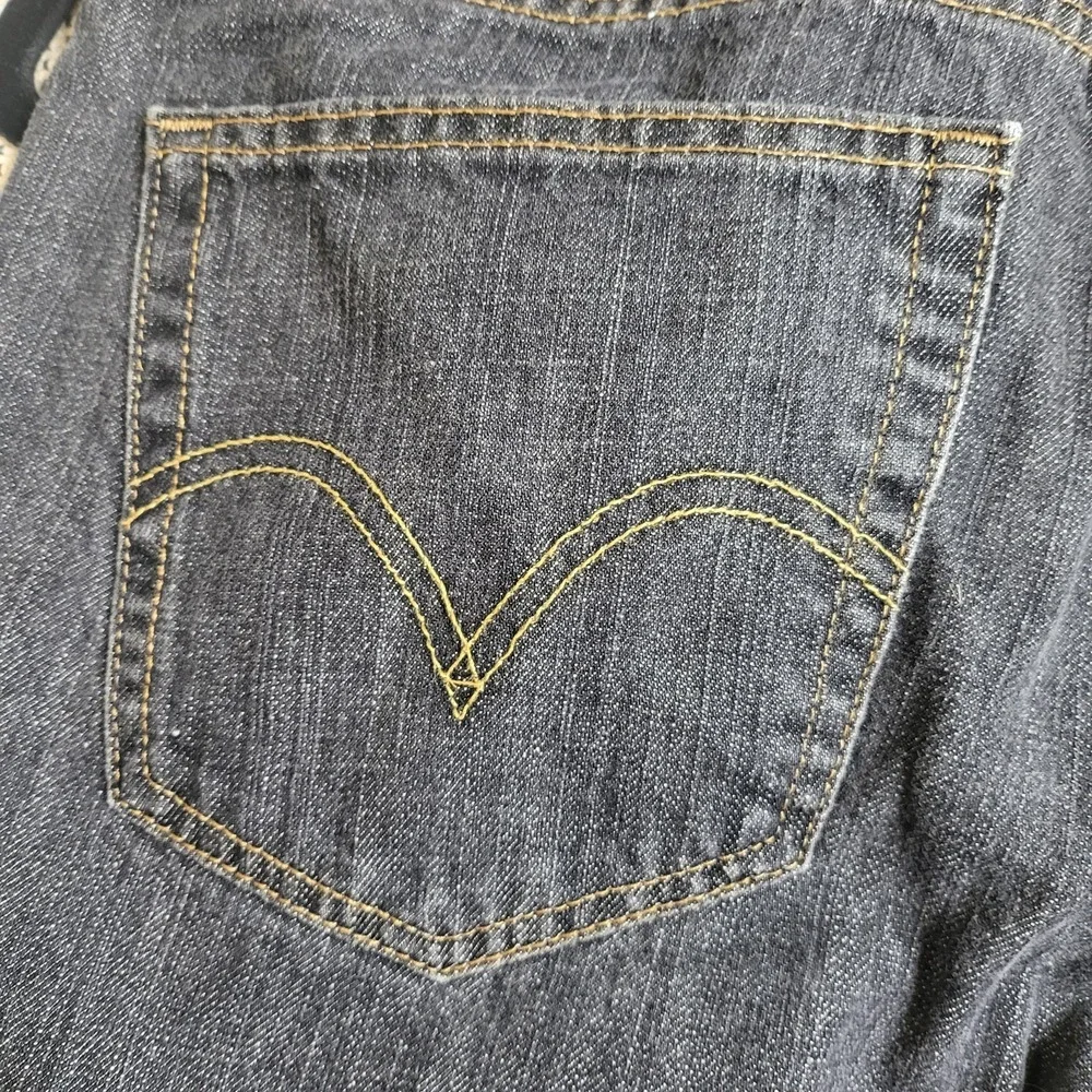 Levis 514 Jeans Mens 32x34‎ Blue Slim Straight Distressed Cut Off Raw Hem Denim
